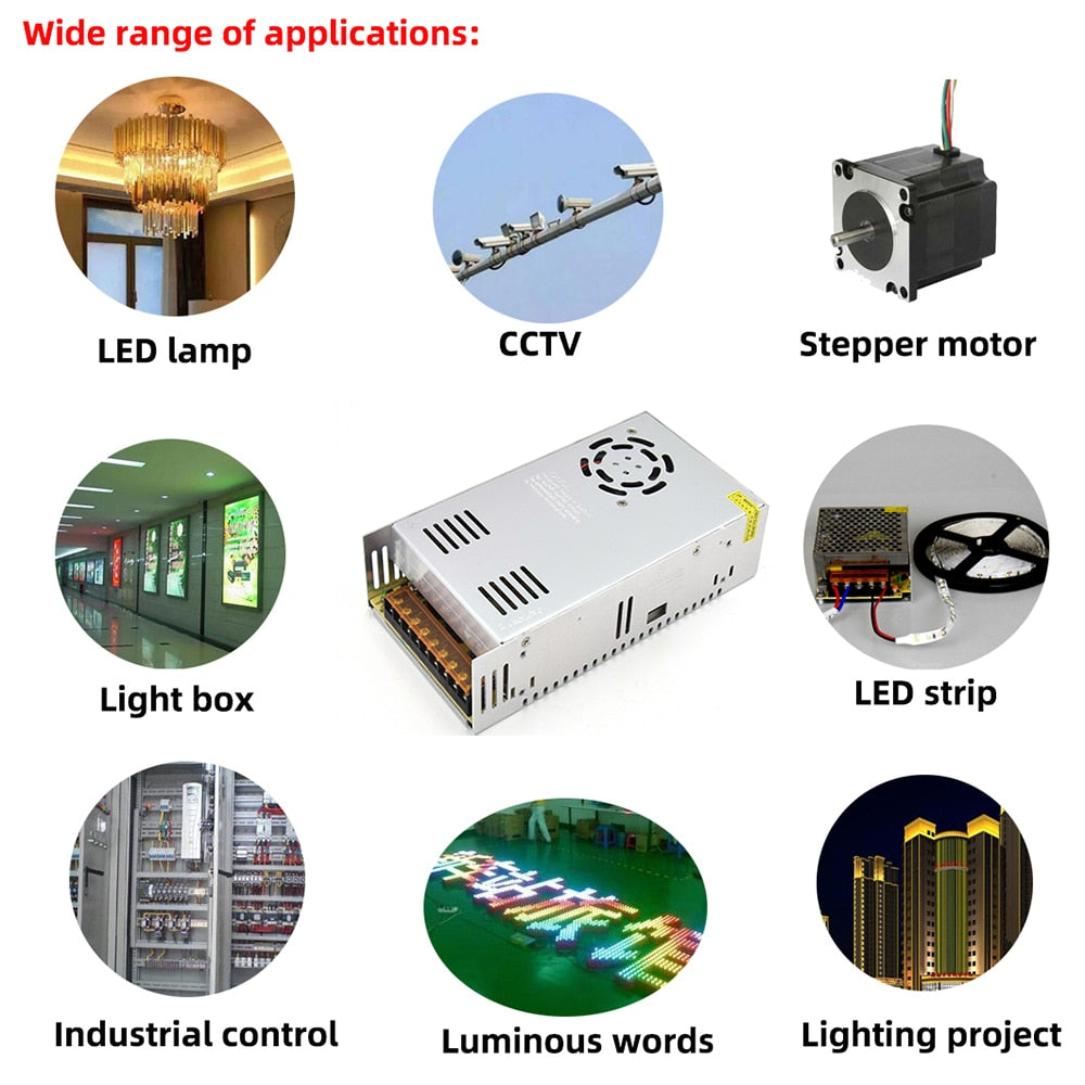 400W 500W 600W Switching Power Supply Light Transformer AC 110V 220V To DC 5V 12V 24V 36V 48V Power Supply Source Adapter For Le