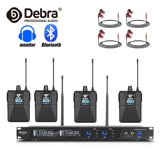 Good Sound!!!Debra ER-202 Professional UHF Wireless In Ear Monitor System With Multiple Transmitter for Stage Performance Singer