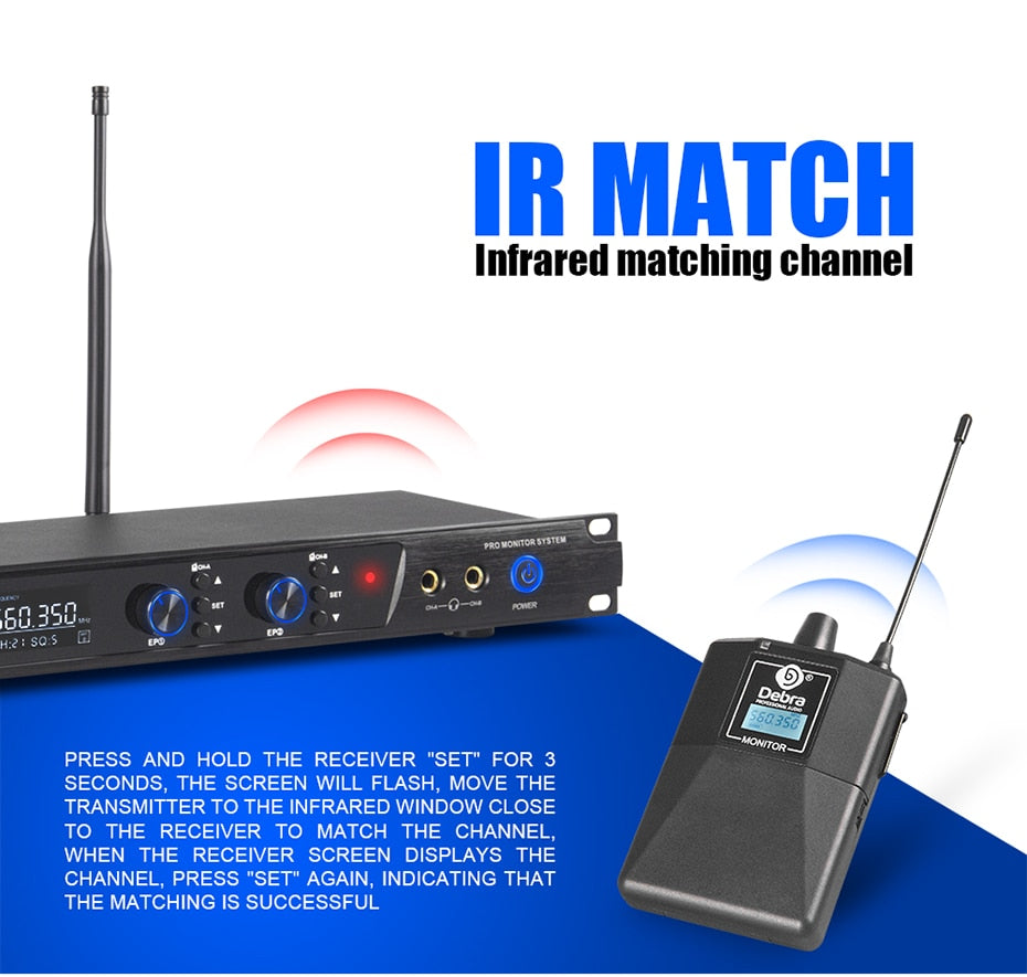 New!!!Debra ER-202 Professional UHF In Ear Monitor Wireless System With Multiple Transmitter For Small Concerts And Home Theater